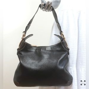 Authentic Gucci Creole Dark Brown Hobo Leather Horsebit Shoulder Hobo Handbag